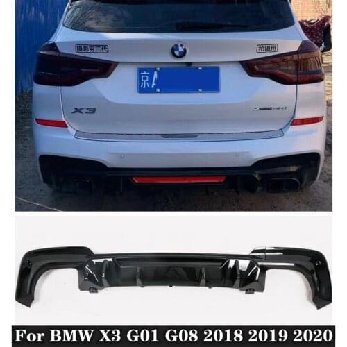 NEW High Quality ABS Black & Carbon Fiber grain Rear Bumper Diffuser Protector Cover For BMW X3 G01 G08 2018 2019 2020