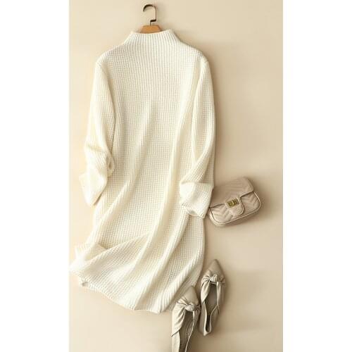 2020 korean fashion cashmere wool turtleneck dress women winter thick sweater dresses long sleeve warm chic pullpovers knitted