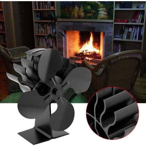 4-Blade Stove Fan Eco Friendly Heat Powered Log Wood Burner Mini Fireplace 2