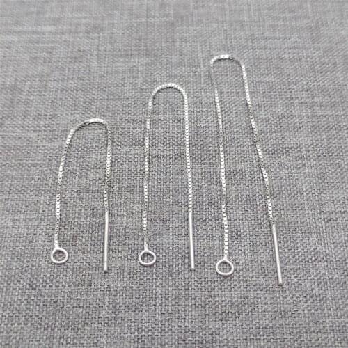 8pcs of 925 Sterling Silver Box Chain Ear Earring Threader Rhodium Plated