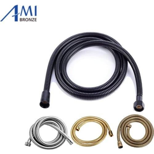Amibronze 1Pcs High Quality 1.5m Flexible Shower Hose Plumbing Hose Stainelss Steel Bathroom Accessories Water Pipe