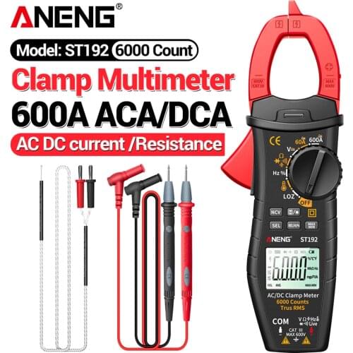 ANENG ST192 Digital Clamp Meters Multimeter 60A/600A Tester AC/DC Current 6000 Counts True RMS Capacitance NCV Ohm Hz Transistor