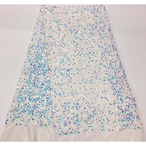White 2021 Velvet Lace Fabric High Quality African French Lace Fabric With Sequins African French Lace For Sewing D42043
