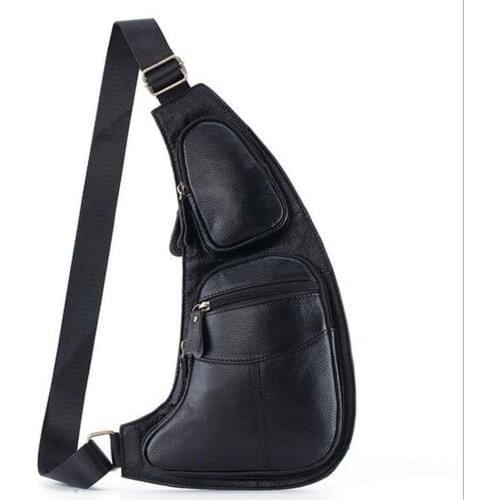 Quality Men Single Chest Back Day Pack Travel Vintage Genuine Leather Casual Cross Body Messenger Shoulder Bag Crescent pack