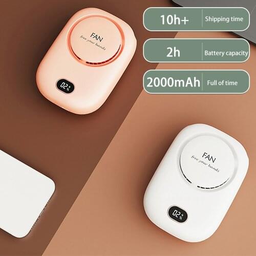 Summer Cooling USB Neck Fan Fan Portable Hands-free Rechargeable 3-speed Mini Electronic Fan Household Cooling and Cooling