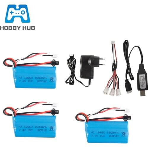 7.4V 1500mAh lipo Battery and charger for YDI U12A Syma S033g Q1 TK H101 Rc Toys Boats Cars Tanks Drone Part 18650 7.4V Battery