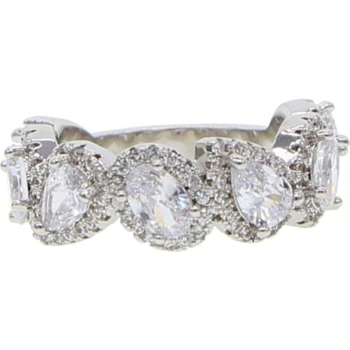 Best quality tear drop classic engagement band ring rainbow colorful white red CZ cz rose gold gorgeous love jewelry