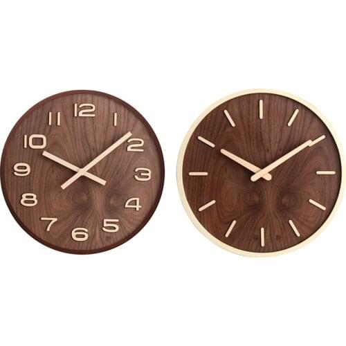 Wall Clock - Battery Operated Vintage Wooden Round Clock Home Decor for Kitchen, Living Room, Bedroom, Office