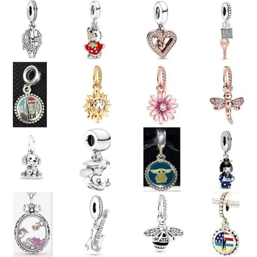 NEW 2021 100% 925 Sterling Silver Loving Dragonfly Puppy Charm Pendant Fit DIY Original Bracelet Fshion Jewelry Gift