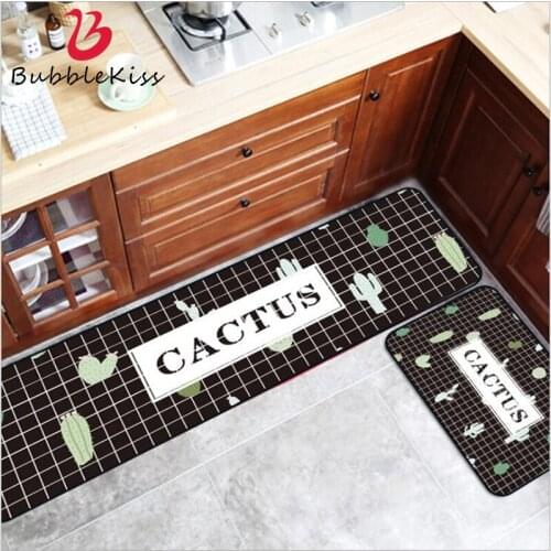 Bubble Kiss 2020 New Welcome Mat for Front Door Nordic Fashion Geometric Green Cactus Kitchen Mat Entry Mat Anti-Slip Floor Mat