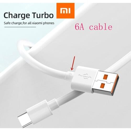 Original Xiaomi 6A Turbo Charger Cable Quick Charging Type C USB Line For Mi 11 10 9 Pro 9Se CC9 Pro Note 10 Lite Redmi K40 Pro