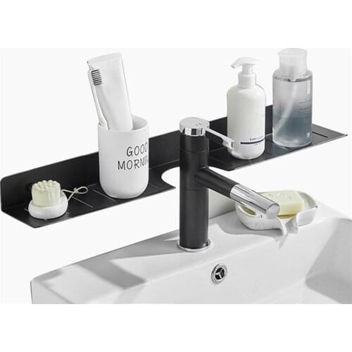 Bathroom Storage Shelf Faucet Wall Mounted Rack Bathroom Accessories Shower Shampoo Soap Cosmetic Holder Toothbrush Cup Shelf