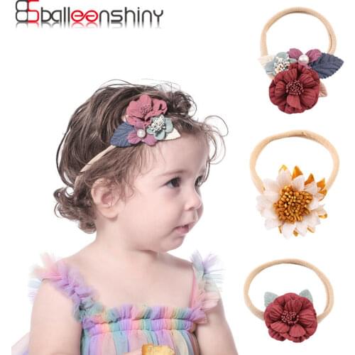 Balleenshiny Simulation Stitching Flower Childrens Hairband Stretch Nylon Baby Photo Hair Accessories Baby Flower Headband