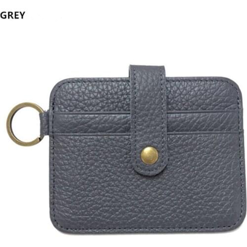 Buckles Card Holder Genuine Leather Normcore Wallet Super Thin Coin Purse Driving License Package Unisex Money Wallet Key Chain