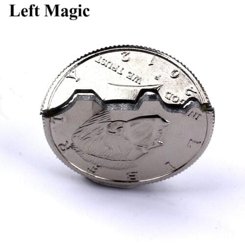 Magic Ripped Coin Trick Illusion and Restored Gift Funny Magic Tricks Toy Folding Coin Bite Coin Dollar Version Magic B1013