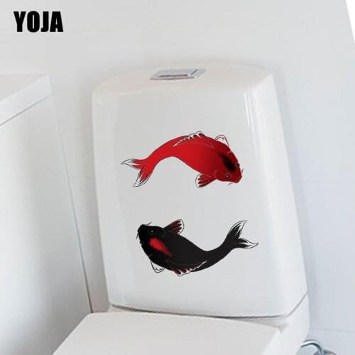 YOJA 21.9*19.7CM Funny Wall Sticker Toilet Decal Home Decor Two Swimming Fish T3-0909