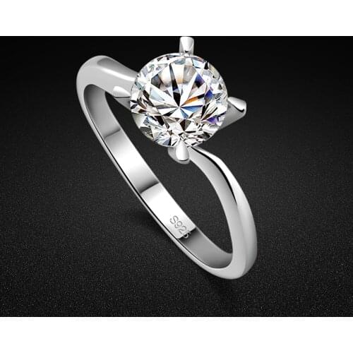 High Quality Classic Womens 925 Sterling Silver Ring AAAAA Cubic Zircon Ring Wedding Ring Jewelry Gift Free gift box