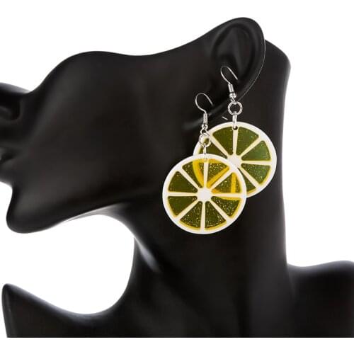 1pair Women Earrings Resin Fruit Drop Earring Multicolor Lemon slices Simulation Fruit Earrings For Children Gift Woman Jewelry