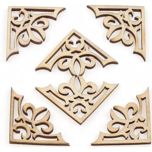 10pcs Book Corner Wooden Home Decoration Crafts Scrapbooking Crafts Wood Album Corners Embellishment 24x39mm