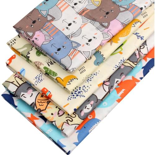 100% Cotton Fabric Cartoon Dinosaur Designer Fabric Printed Cloth Sheet Sewing Kids Dress Baby Saliva Towel Making 45*145cm 1pc