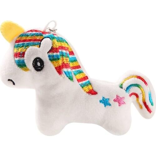 12CM Korean version of cute colorful unicorn doll stuffed pony embroidery key chain pendant wedding gifts