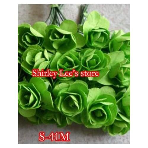 144 bunches=1728pcs tiny paper rose in LIGHT GREEN ,craft supplies, for FAVOUR BOX DECORATION ETC