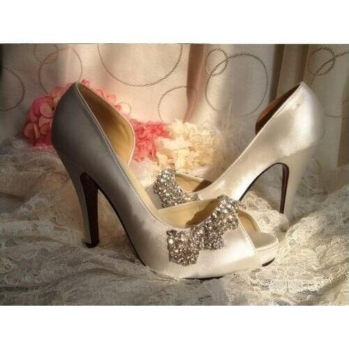 2020 High Heels Sandals Shoes Satin Rhinestone Peep Toes Platform Pumps Wedding Lady Formal Dress Shoes Size 34-41