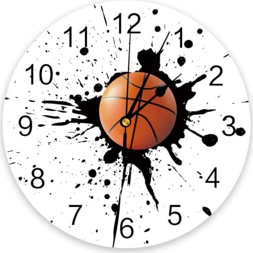 Ink Splash Basketball Sport 3D Wall Clock Modern Design Living Room Decoration Kitchen Clock Art Wall Watch Home Decor