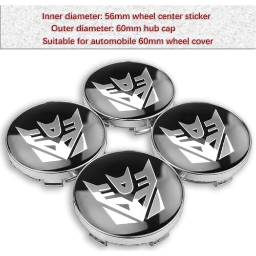 4PCS 56+60mm Car Styling Cool Autobots Car Wheel Center Hub Caps Transformers Badge Emblem Sticker Decal Wheel Dust-Proof Covers