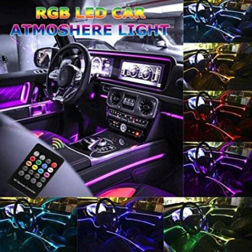 6 in 1 8M RGB Fiber Optic Atmosphere Lamps Car Interior Ambient Light Decorative Dashboard Door Remote Control or App Control