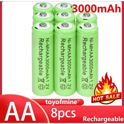 8x AA 1.2V 3000mAh Ni-MH rechargeable battery cell /RC Green