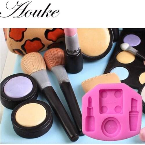 Aouke 1PCS Makeup tool Shape,3D Silicone Fondant Cake Mold. For Cake Decorating, Jelly, Chocolate, Soap Modeling X120