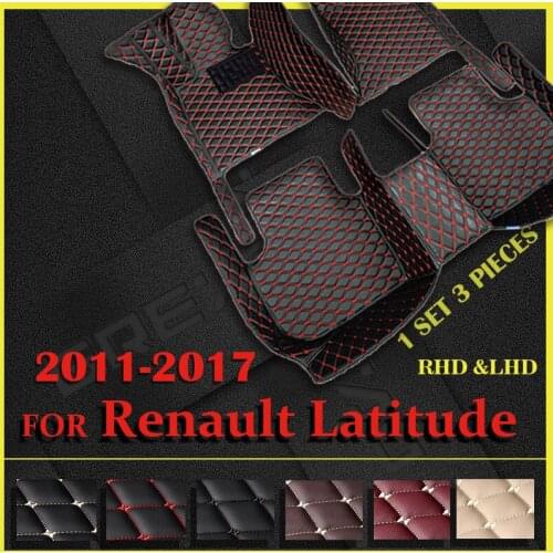 Leather Car floor mats for Renault Latitude 2011-2017 Custom auto foot Pads automobile carpet cover