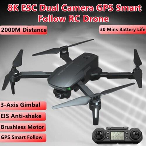 Brushless GPS Smart Follow RC Drone 3-Axis Gimbal 8K Dual Camera 2000M EIS Anti-Shake 360-Degree Obstacle Avoider RC Quadcopter