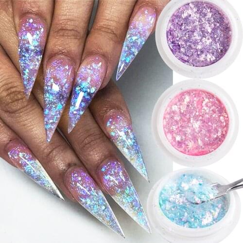 1 Box Shiny Mermaid Opal Powder Nail Glitter Aurora Yuki Flakes Nail Design Manicure Mirror Neon Pigment Sequin Accessory LE1857