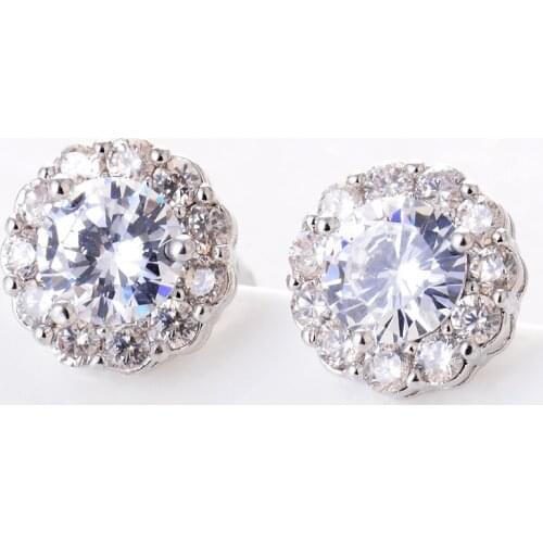 Shiny rhinestones women fashion charming round earrings