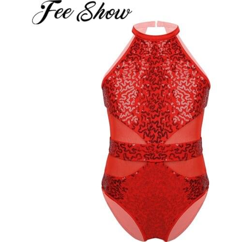 Kids Girls Gymnastics Leotard Swimsuit for Dancing Ballerina Tutu Dancewear Childrens Shiny Glitter Mesh Leotard Dance Bodysuit