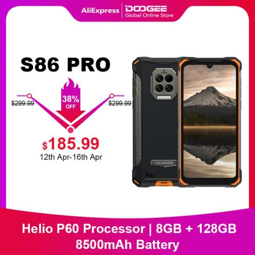Doogee S86 Pro IP68 Rugged Smartphone Helio P60 Global Bands 8500mAh 6.1'' 8GB+128GB Triple Camera thermometer Mobile Phone
