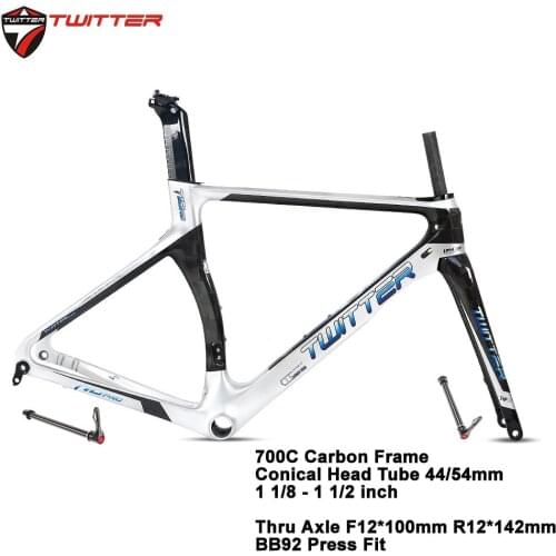 Road Carbon Frame Twitter T10pro Disc Brake Thru-axle Shaft 700c Carbon Road Frame Disc Brake Axis F12X100mm R12X142mm