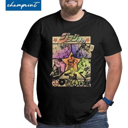Mens T-Shirt Jojos Page JoJo Bizarre Adventure Funny Cotton Big Tall Tee Shirt Crew Neck Tops Big Size 4XL 5XL 6XL T Shirt