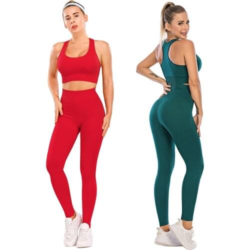 High Waist Legging Set Women Padded Bra Fitness Gym Sports Workout Sportwear