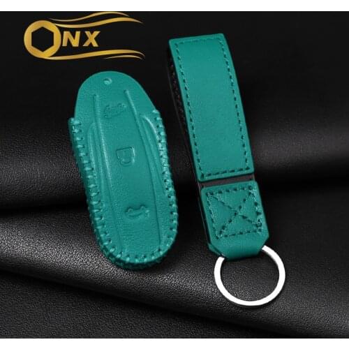 Car leather key cover remote control protection bag decorative shell For Tesla model3modelx Car decoration Accessories