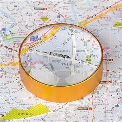 Crystal Dome Magnifying Glass with Gold Frame 3x Map Jeweler Reading Magnifier Loupe Paperweight Desk Decorations Convex Lens
