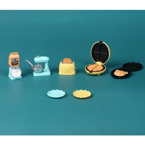 1/12 Dollhouse Miniature Kitchen Set Bread Machine Blender Electronic Scales Kitchen Modern Accessories Toys