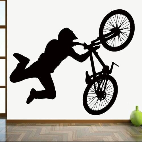 BMX Stunt Bike Bicycle Wall Sticker Games Room Art Decor Vinyl Wall Decals Home Decoration For Bikestore Dormitory Murals Y899