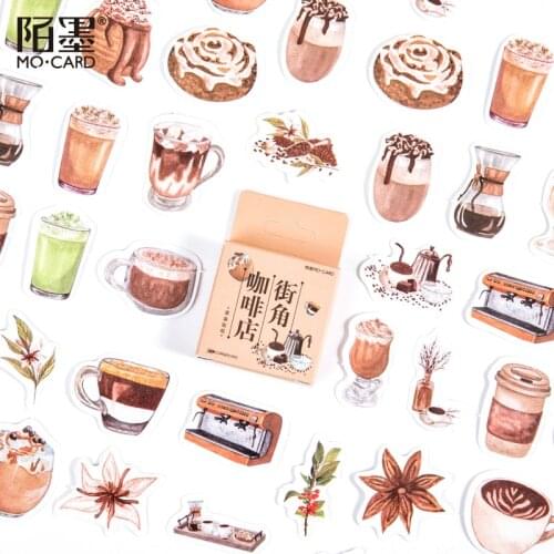 46 pcs/box Street Corner Coffee House Decorative Stationery Stickers Scrapbooking DIY Diary Album Stick Lable