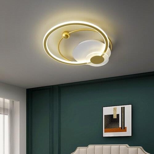 New Nordic Modern Led Bedroom Ceiling Lamp Creative Personality Ring Light Luxury Gold Living Room Ins Lamps