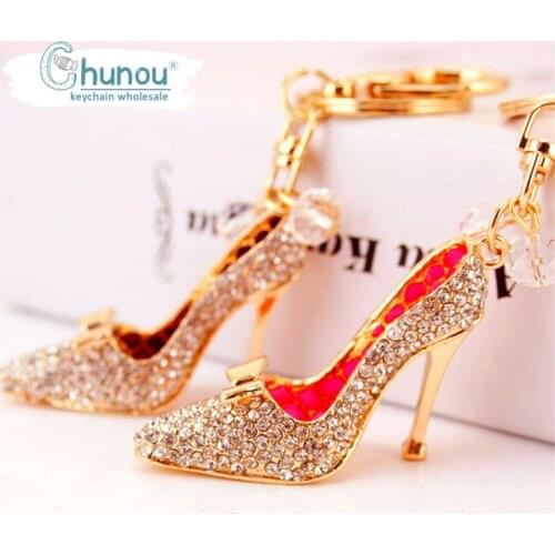 New Alloy Stiletto Heels Keychain High Heels Car Wallet Key Chain Rhinestone Crystal Jewelry Accessories Lovers Friends Gifts