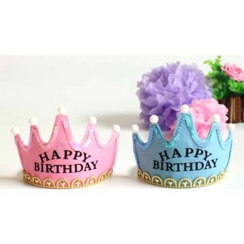 New ! Crown Led Happy Birthday Cap Colorful Non-woven Hat King Princess Luminous Led Birthday Cap Hat Christmas Birthday Crown