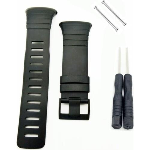 New watchband For SUUNTO CORE Series 35mm Black Men Watch Strap Waterproof rubber Strap Watch Band+Screwbars+Black PVD Buckle
